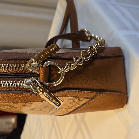 Anne Klein Finn triple compartment cork crossbody, Carmel - Picture 6 of 13